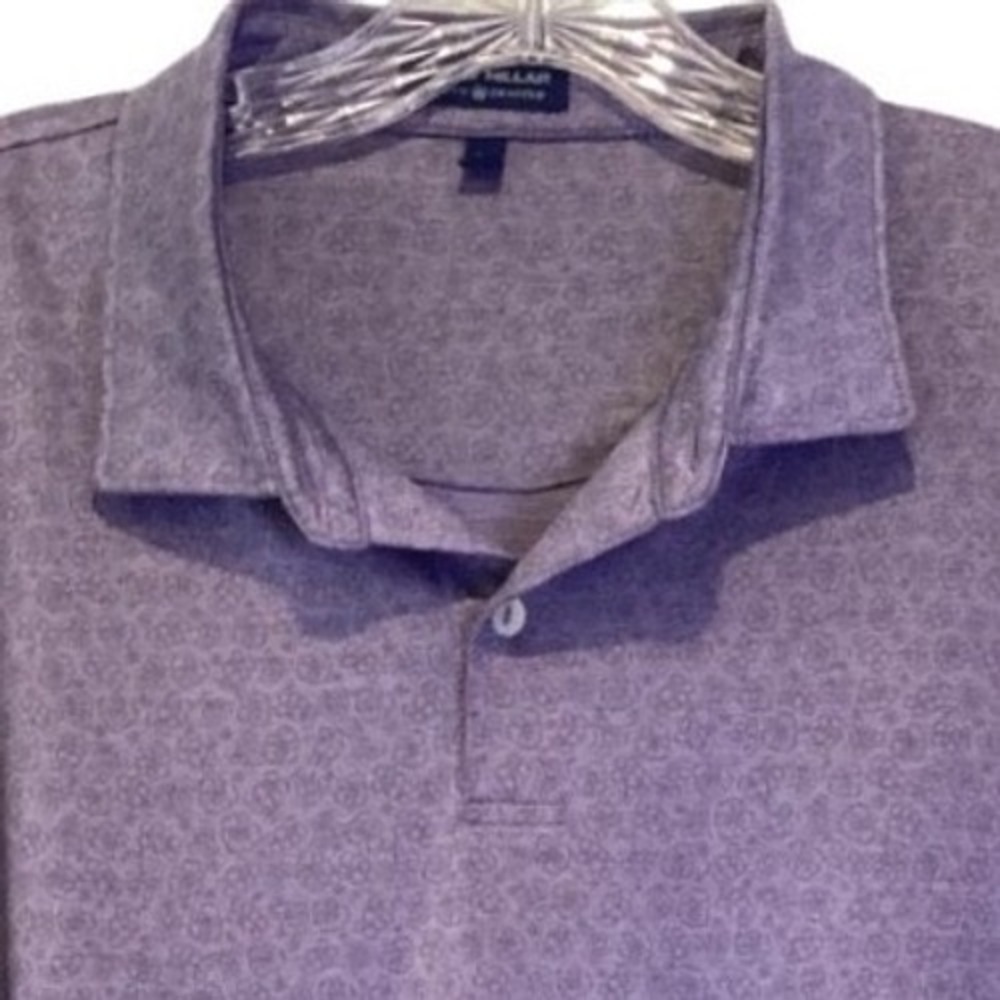 Peter Millar Crown Crafted Polo Golf Shirt Light Purple Print Performance - XL